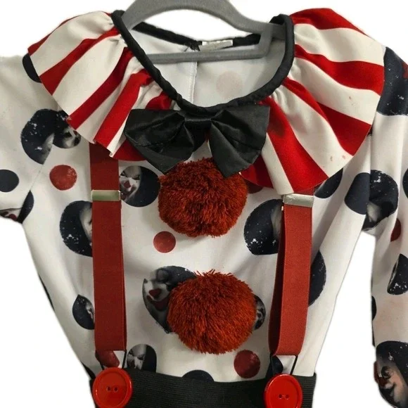 Spirit Halloween Killer Clown Costume Child Girl Large 10-12 Goth Horror Creepy - Picture 6 of 9